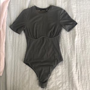 white fox olive green body suit